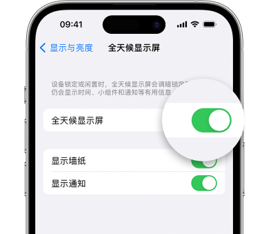 锦州苹果15预约维修分享iPhone15如何设置全天候显示屏幕可见 