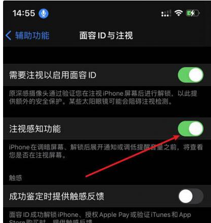 锦州苹果14维修网点分享iPhone14注视感知功能有什么用 